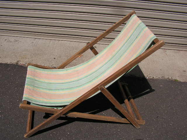 CHAIR, Deck Chair - Vintage Pastel, Aged Timber Frame